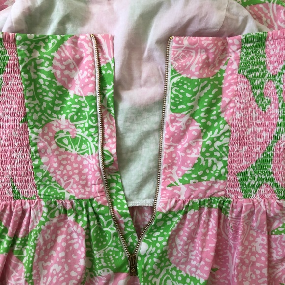 Lilly Pulitzer Shandy Peplum Top Pink Green 2 - Picture 6 of 7